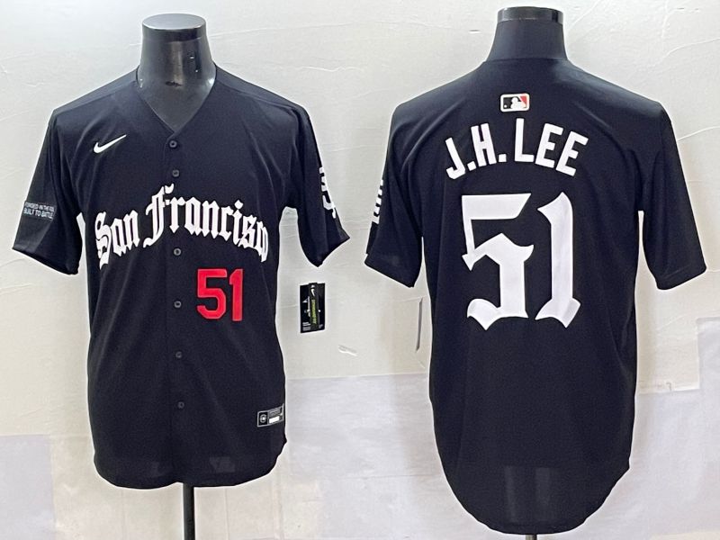 Men 2025 San Francisco Giants 51 J.H.Lee Black Five generations Joint Name Nike MLB Jersey style 45